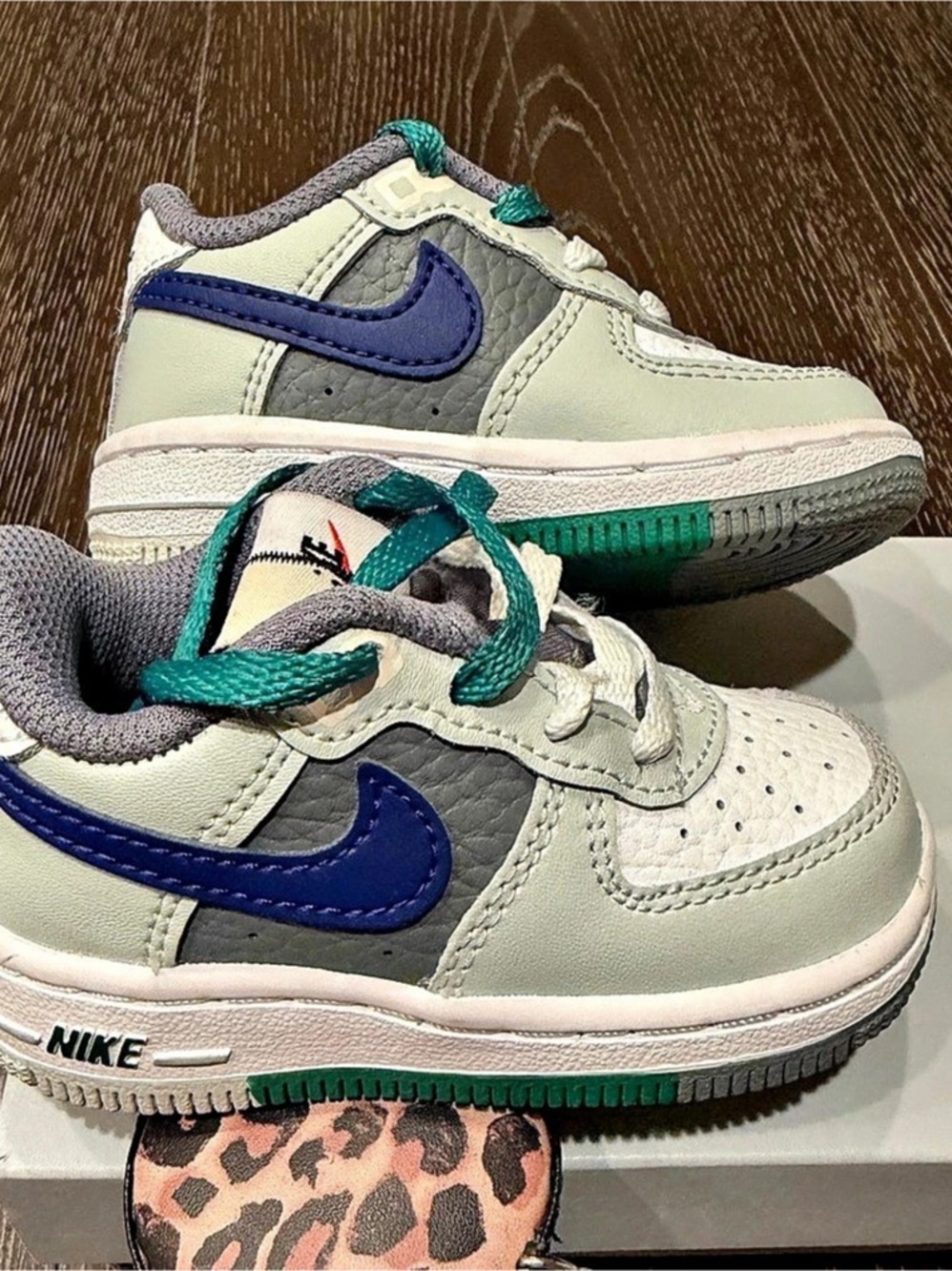 Nike Air Force 1 Low Sneakers Green & Blue US 4C Like New